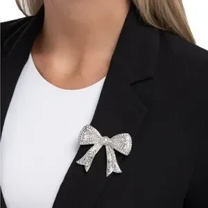 Elegant Silver Bow Brooch