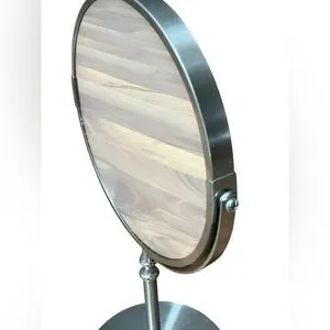 Elegant Silvertone 3X Magnification Vanity Mirror EUC