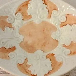 Elegant Vintage Soap Dish Filigree Leaf Design Light Pink & White Italian Beauty