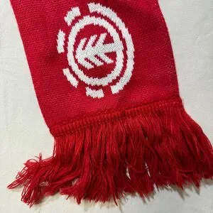 Element Skateboard Red Black Scarf Fringe End Knit Winter Casual Streetwear Snow