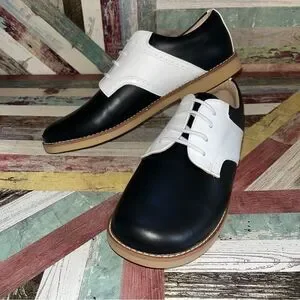 Elephantito Golfers Black & White Saddle Shoes Big Boys NWT Leather SZE 6