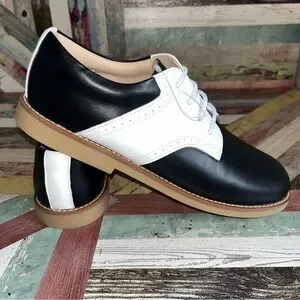 Elephantito Golfers Black & White Saddle Shoes Big Boys NWT Leather SZE 6