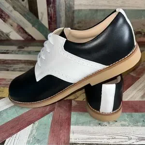 Elephantito Golfers Black & White Saddle Shoes Big Boys NWT Leather SZE 6