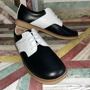 Elephantito Golfers Black & White Saddle Shoes Big Boys NWT Leather SZE 6