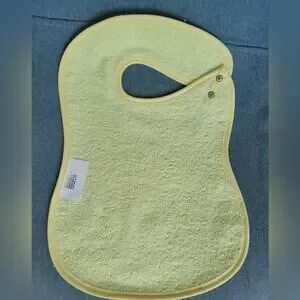 Embroidered Goose Terry Cloth Baby Bib White Yellow Vintage Inspired 2 Pack NWT