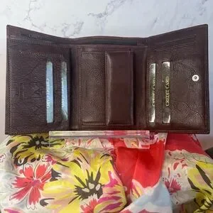 EMPORIO VALENTINI Brown Leather Tri-fold Wallet