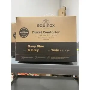 Equinox Twin Size Reversible Navy Blue & Grey Duvet Comforter