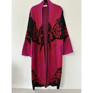 Essitam Cardigan Sweater Duster Jacket Art to Wear Women's Size Medium Baroque