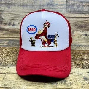 Esso Gas & Oil Mens Trucker Hat Red Snapback Vintage Inspired 50s Advertising