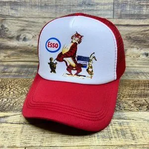 Esso Gas & Oil Mens Trucker Hat Red Snapback Vintage Inspired 50s Advertising
