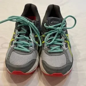EUC Asics Gel Pulse 7 Womens 10 Gray Mint Yellow Running Training Athletic Shoes
