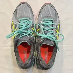 EUC Asics Gel Pulse 7 Womens 10 Gray Mint Yellow Running Training Athletic Shoes