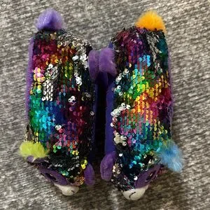 EUC Build A Bear Colorful Sequin Animal Slippers Size Small 11/12