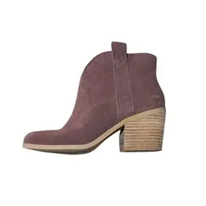 EUC Toms Constance Heeled Boot Chestnut Brown Suede Size 8 Western Boho