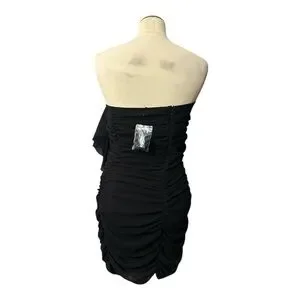Express Strapless Ruched Ruffle Dress NWT Black Size 4