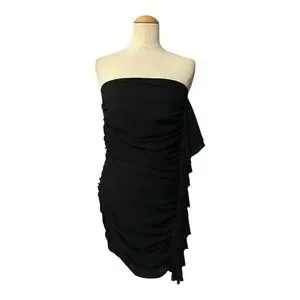 Express Strapless Ruched Ruffle Dress NWT Black Size 4