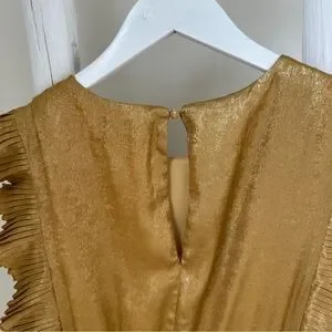 Fab'rik Gold Sleeveless Ruffled Mini Dress Size Small