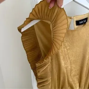 Fab'rik Gold Sleeveless Ruffled Mini Dress Size Small
