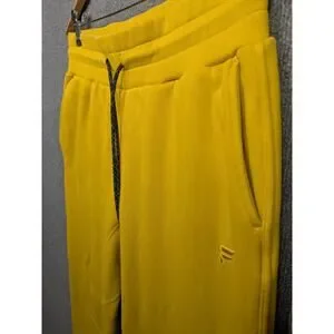 Fabletics Joggers Mens Small Postgame Sweatpants Drawsting Gold Pull On Lounge