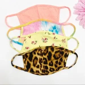Face Masks Set of Four Multicolor Adult Reusable Cloth Masks