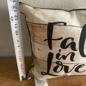 Fall In Love Wood Plank Print Outdoor Throw Toss Pillow 16x16 In Seasonal Decor