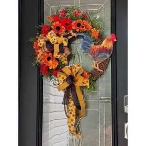 Fall Rooster Wreath Autumn Wreath Farmhouse Wreath