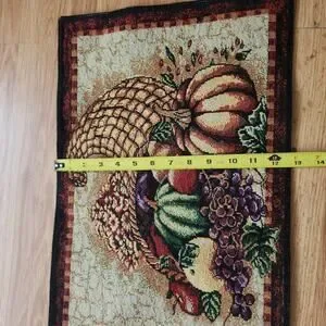 Fall Tapestry Table Runner Pumpkins Cornucopia Autumn Harvest Thanksgiving 71x13
