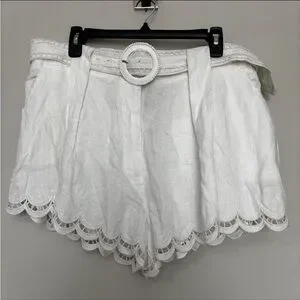 FARM RIO Off-White Richelieu Euroflax™ Premium Linen Shorts Size Xl