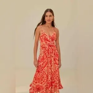 FARM Rio Red Jaipur Crossover Maxi Dress