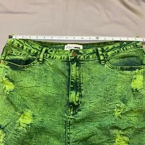 Fashion Nova Denim Shorts In Green Color Size 16