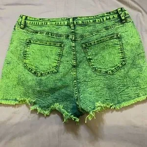 Fashion Nova Denim Shorts In Green Color Size 16
