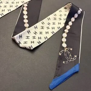 Fashion Scarf Twilly Black Blue Multicolor Print