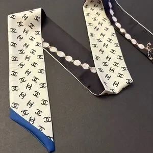 Fashion Scarf Twilly Black Blue Multicolor Print