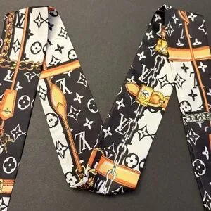 Fashion Scarf Twilly Black Multicolored Print