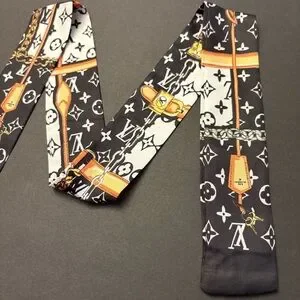 Fashion Scarf Twilly Black Multicolored Print