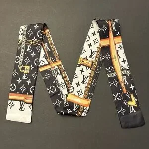 Fashion Scarf Twilly Black Multicolored Print