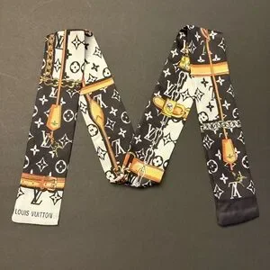 Fashion Scarf Twilly Black Multicolored Print