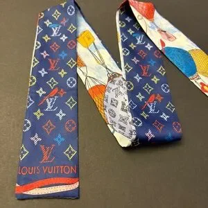 Fashion Scarf Twilly Blue Colorful Hot Air Balloon Multicolored Print