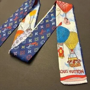 Fashion Scarf Twilly Blue Colorful Hot Air Balloon Multicolored Print