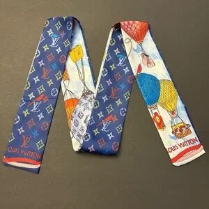 Fashion Scarf Twilly Blue Colorful Hot Air Balloon Multicolored Print