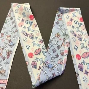 Fashion Scarf Twilly Blue Multicolored Print