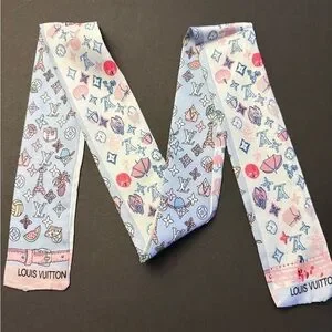 Fashion Scarf Twilly Blue Multicolored Print