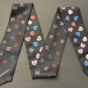 Fashion Scarf Twilly Colorful Black Multicolor Print