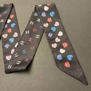 Fashion Scarf Twilly Colorful Black Multicolor Print