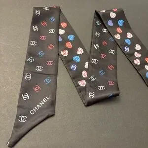 Fashion Scarf Twilly Colorful Black Multicolor Print