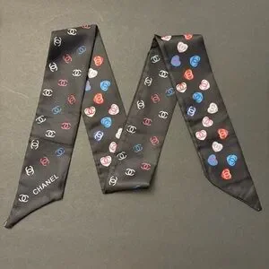 Fashion Scarf Twilly Colorful Black Multicolor Print