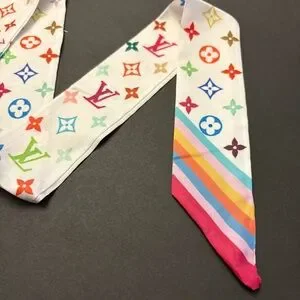 Fashion Scarf Twilly White Multicolored Print