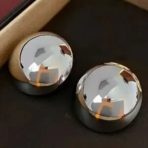 Fashionable Round Metal Stud Earrings Silvery Minimalist Style