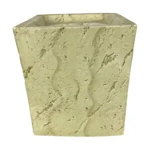 Faux Stone Tissue Box Cover Beige Square Handpainted Rustic Bathroom Decor