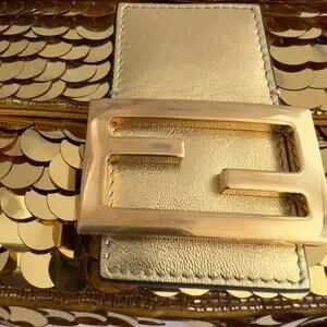 Fendi Mini Gold Sequin Baguette